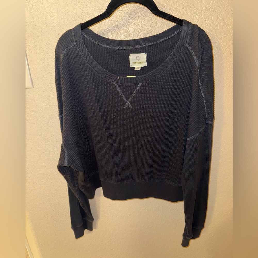aerie Waffle-Knit Long Sleeve Top